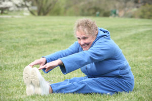 Older woman stretching